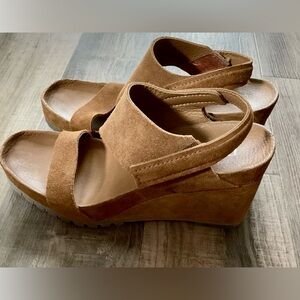 Pedro Garcia Tan Suede Wedge Sandals